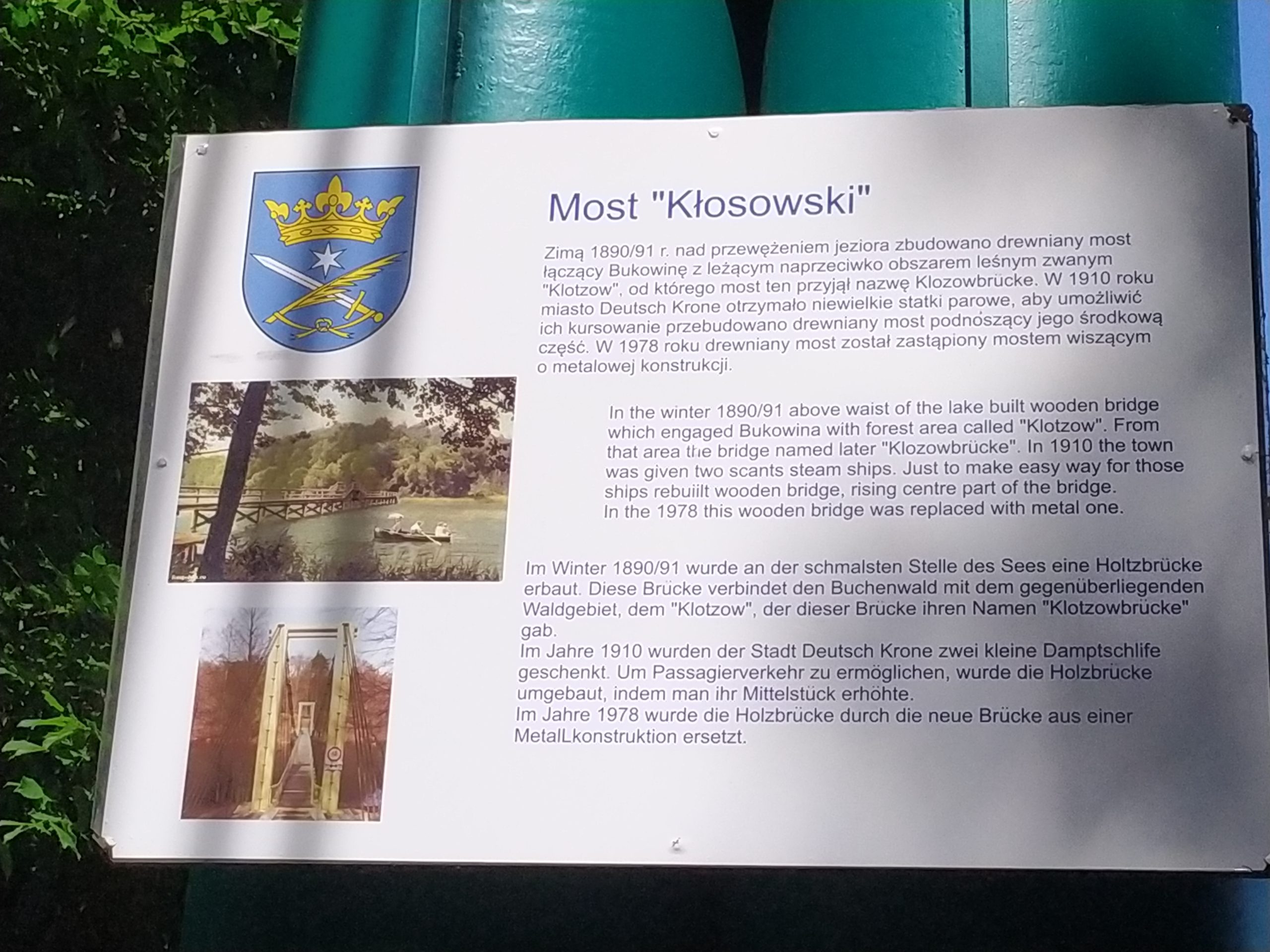 What to see in Walcz: The suspension bridge (Most Kłosowski) and champions training